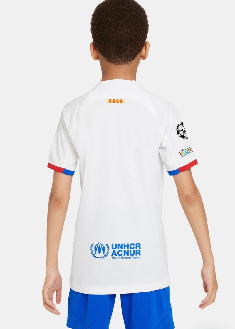 Jersey and Shorts for Kids FC Barcelona Away 23/24 – With UCL Patch