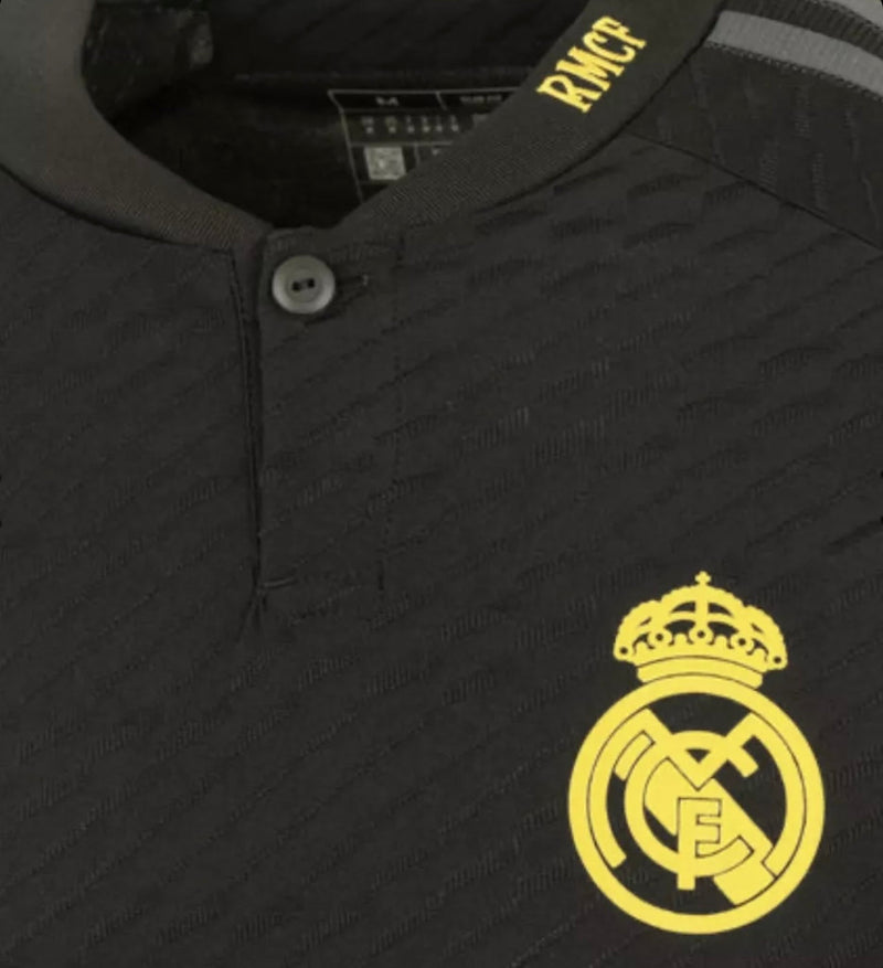 Jersey Real Madrid Man Derde Kit Zwart 23/24 Speler Versie – Met Patch LaLiga en CWC