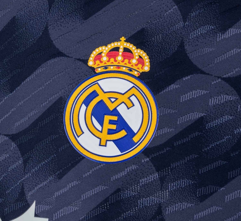 Jersey Real Madrid Man Tweede Kit Blauw Marino 23/24 Speler Versie – Met Patch LaLiga en CWC