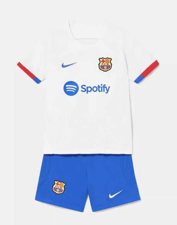 Shirt en shorts voor kinderen FC Barcelona Uit 23/24 Wit