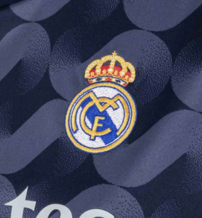 Jersey en korte broek voor kinderen Real Madrid tweede tenue blauw marine 23/24 - met patch UCL en CWC