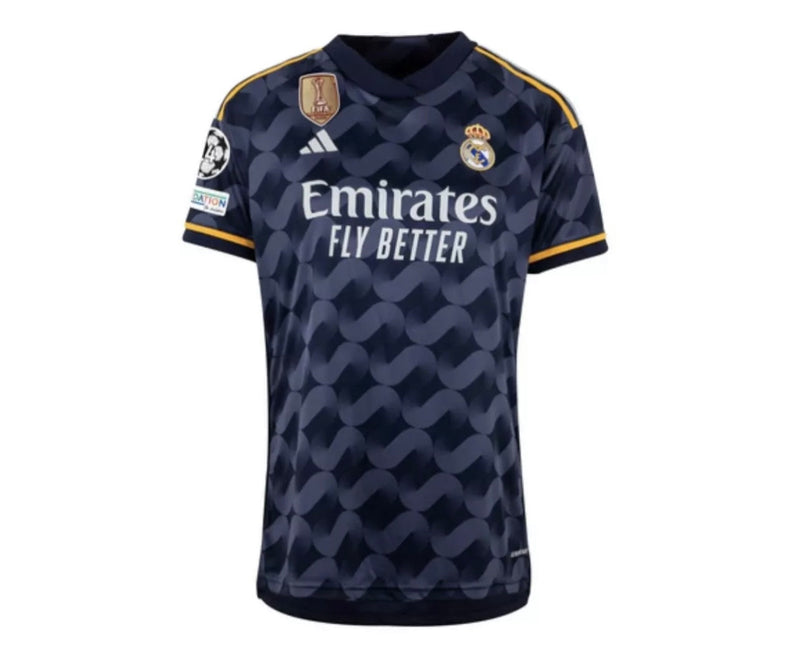 Jersey Real Madrid Dames Uit Blauw Marine 23/24 – Met Patch UCL en CWC