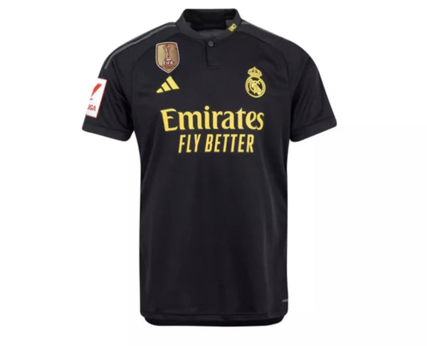 Jersey Real Madrid Man Derde Kit Zwart 23/24 – Met Patch La Liga en CWC