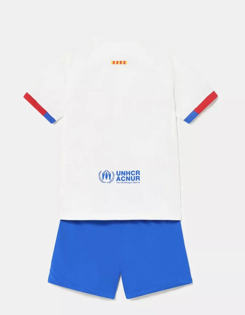 Shirt en shorts voor kinderen FC Barcelona Uit 23/24 Wit