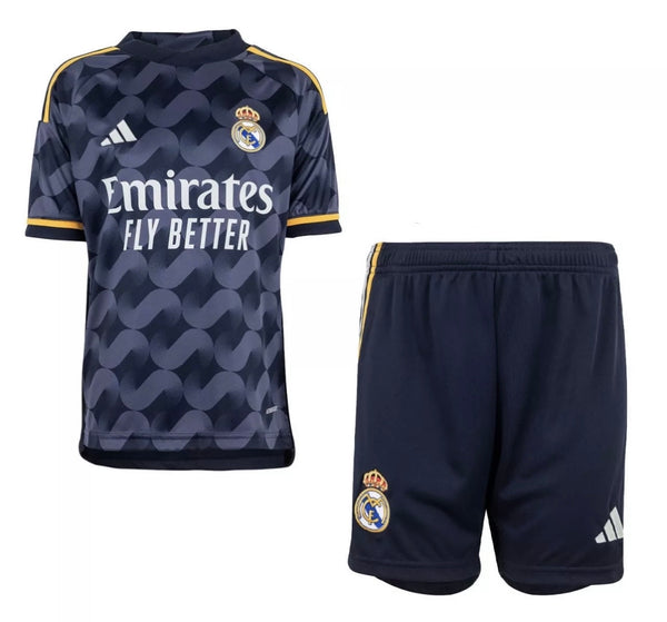 Trui en korte broek voor kinderen Real Madrid tweede tenue blauw Marino 23/24