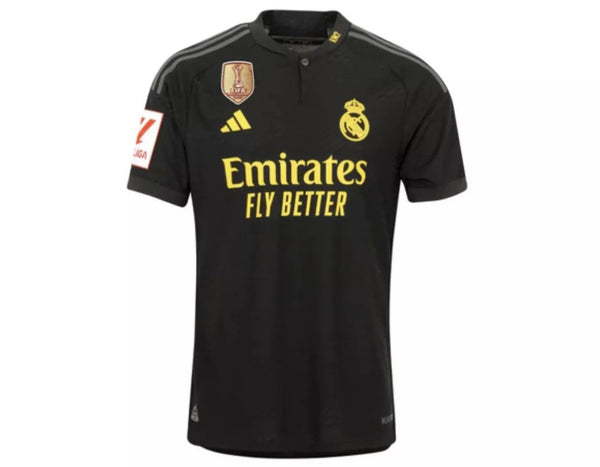 Jersey Real Madrid Man Derde Kit Zwart 23/24 Speler Versie – Met Patch LaLiga en CWC