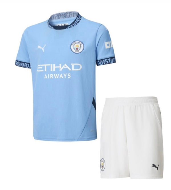 Manchester City Home Kids Jersey and Shorts 24/25