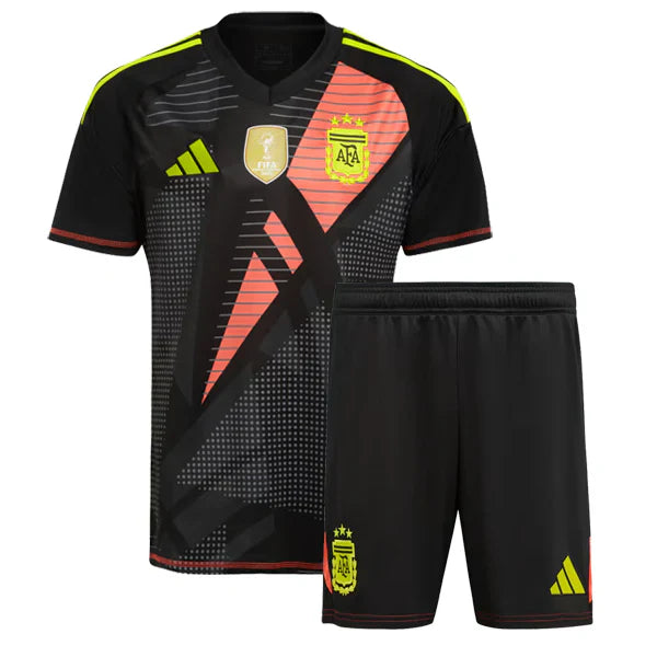 Jersey and Shorts For Kids Argentina Goalkeeper - 24/25 - WITH WORLD CUP CHAMPION PATCH