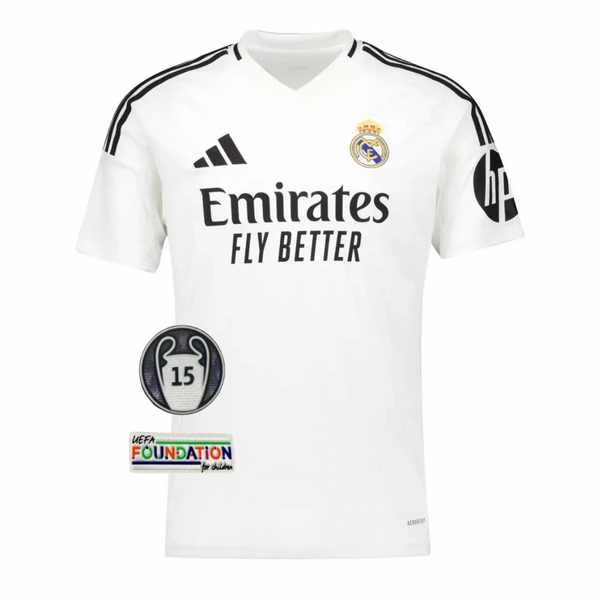 Jersey Real Madrid Man First Kit White 24/25 - Whit Patch UCL