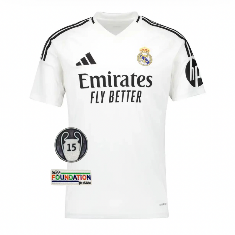 Shirt Real Madrid Man Eerste Kit Wit 24/25 - Whit Patch UCL