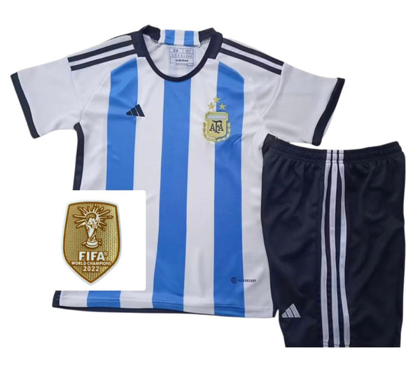 Jersey and Shorts For Kids Argentina - 3 STARS - 22/23 - WITH WORLD CUP CHAMPION PATCH