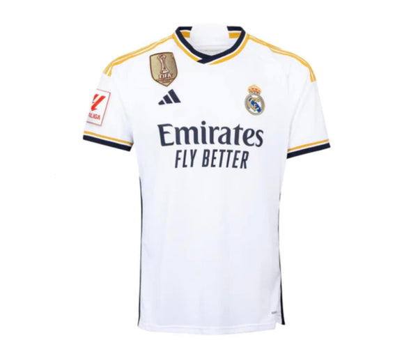 Shirt Real Madrid Man Eerste Kit Wit 23/24 - Met Patch La Liga en CWC