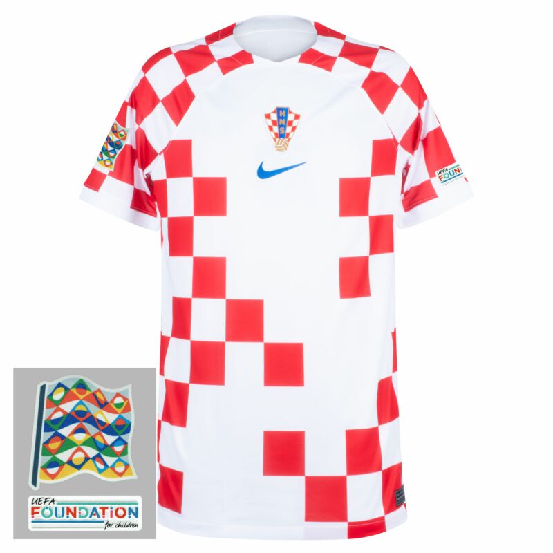 Jersey Croatia Home 2022-2023 League of Nations and Foundation Patch