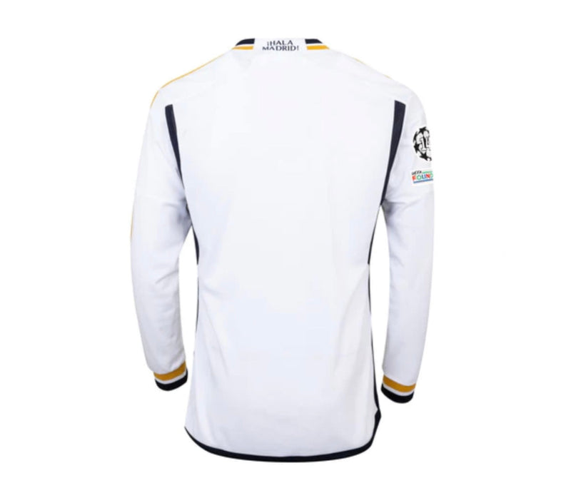 Jersey Real Madrid Long Sleeve Man First Kit White 23/24 - With Patch UCL y CWC