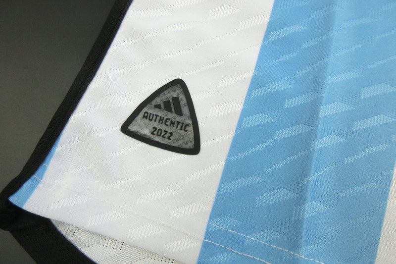 ARGENTINA JERSEY I EQUIPMENT 22/23 - WHITE AND LIGHT BLUE - PLAYER VERSION - WORLD CUP/Champion PATCH