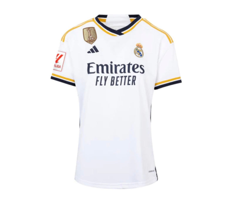 Jersey Real Madrid Dames Eerste Kit Wit 23/24 - Met Patch La Liga en CWC