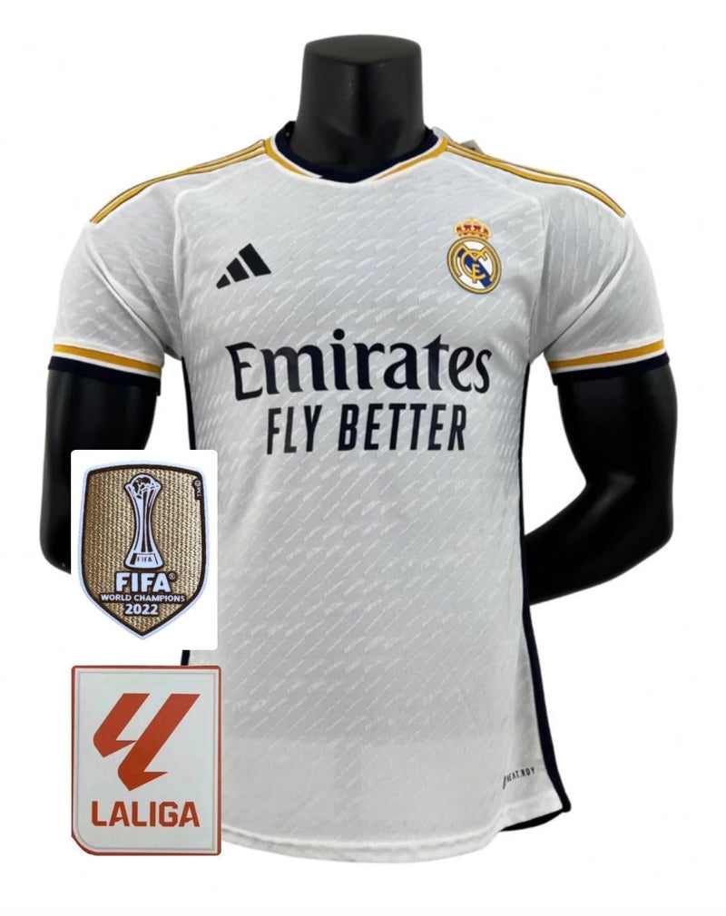 Jersey Real Madrid Man Eerste Kit Wit 23/24 Speler Versie - Met Patch LaLiga en UCL