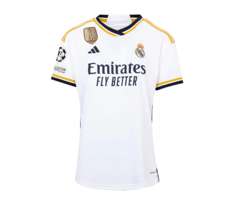 Jersey Real Madrid Dames Eerste Kit Wit 23/24 - Met Patch UCL en CWC