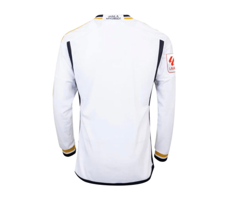 Jersey Real Madrid Long Sleeve Man First Kit White 23/24 - With Patch La Liga y CWC