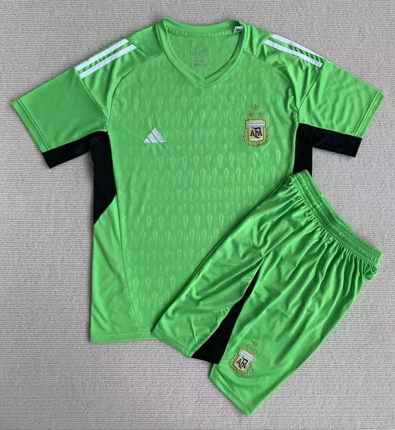 Green Goalkeeper jersey and shorts set Argentina 23/24 For Kids