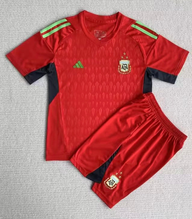 Uitrusting Keeper Argentinië 23/24 rood shirt en shorts Voor Kinderen