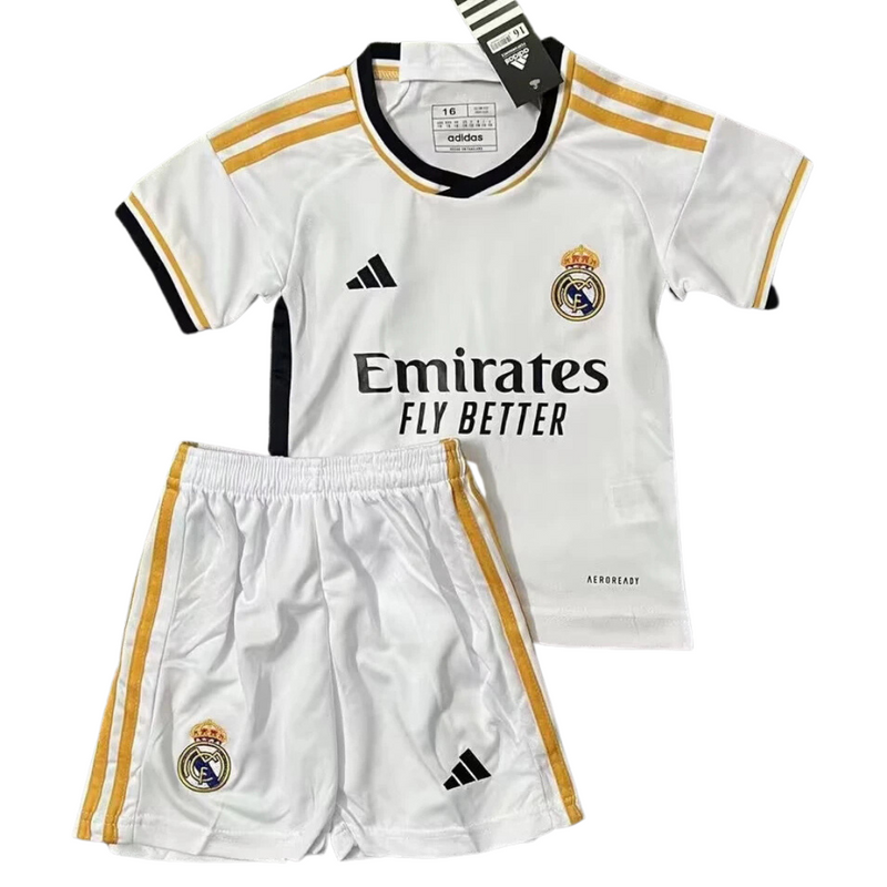 Trui en korte broek voor kinderen Real Madrid Eerste elftal Wit 23/24