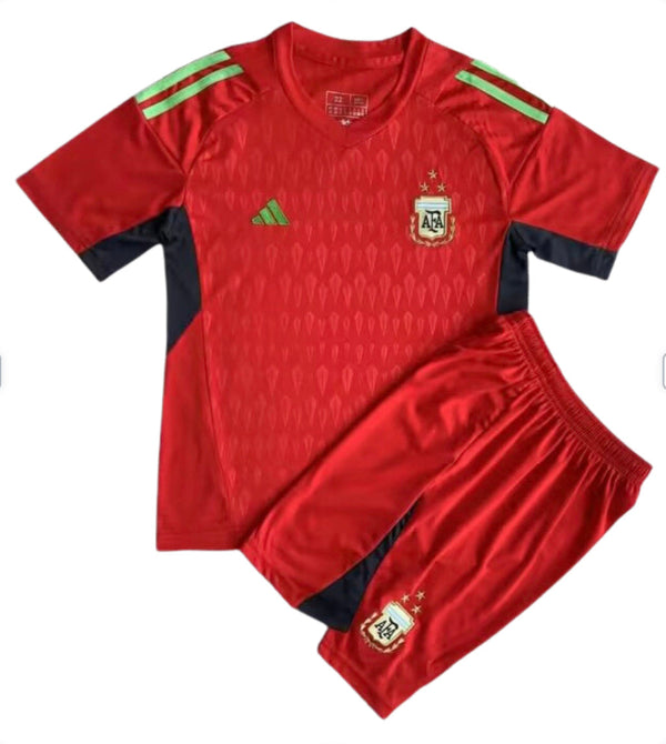 Equipment Goalkeeper Argentina 23/24 red jersey and shorts For Kids