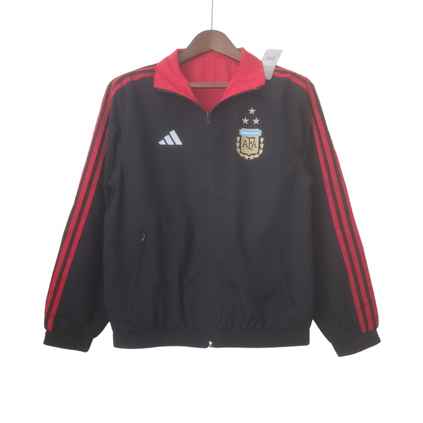 Sweatshirt 2022 Argentinië Trenchcoat Omkeerbaar Zwart en Rood